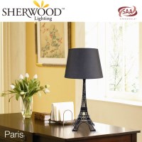 Paris Eiffel Tower Table Lamp w/ Black Shade
