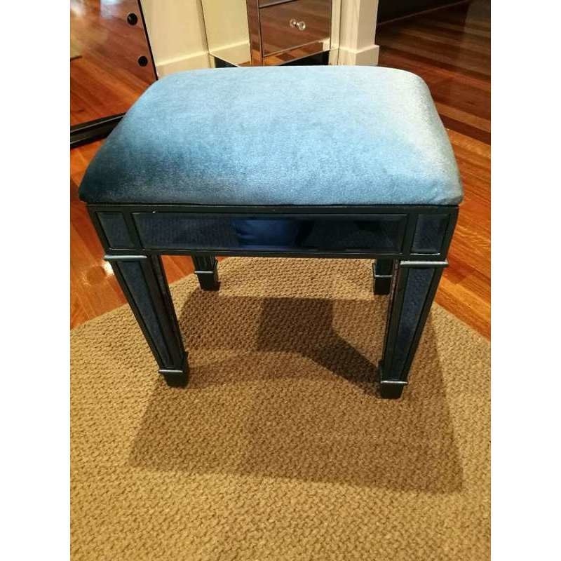 Mirrored Makeup Dressing Table Stool in Blue Buy Accent Stools 195328