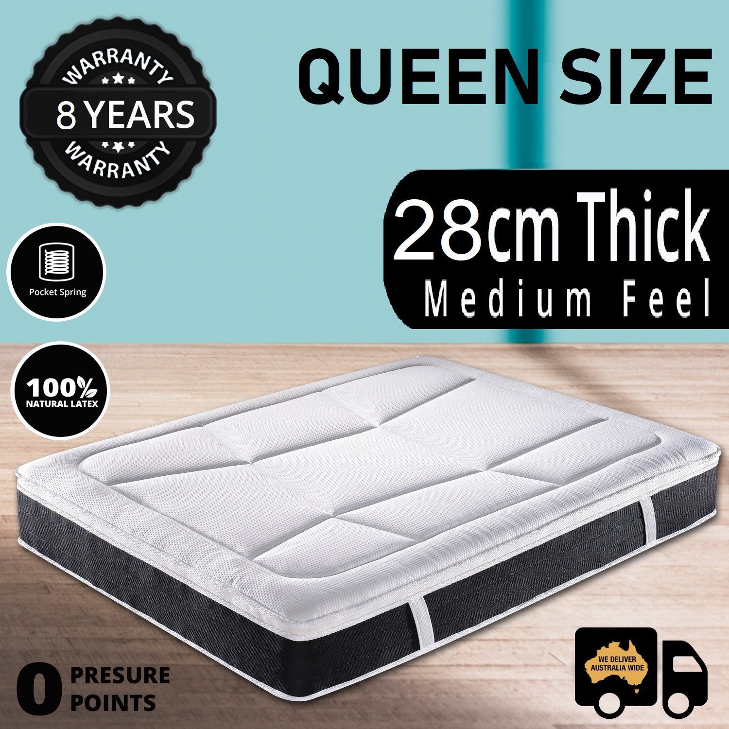 Queen Size Pocket Spring Latex Euro Pillow Top Mattress 28cm Buy