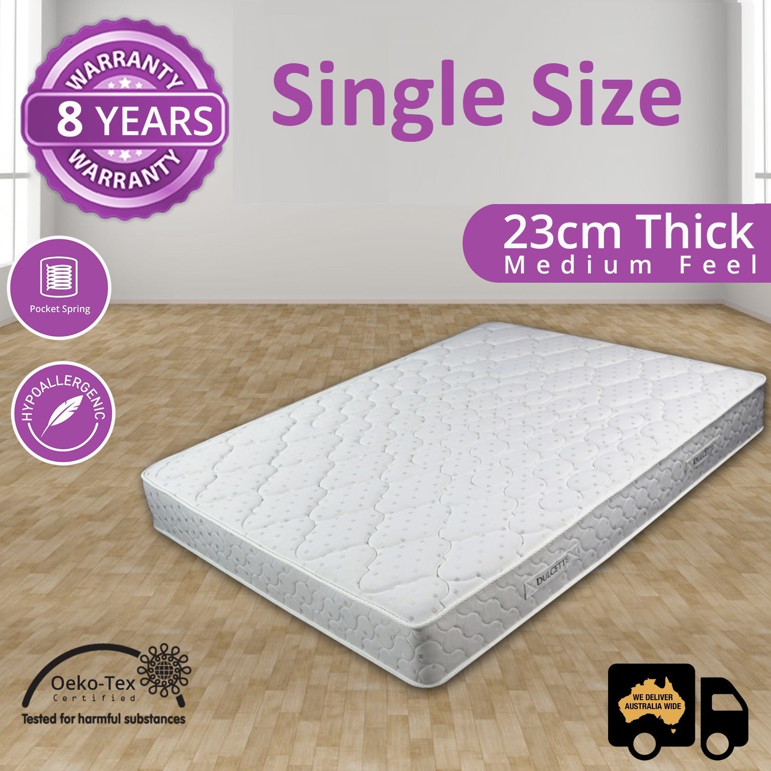 Single Mattress w/ Individual Pocket Springs 23cm Buy Single Mattress