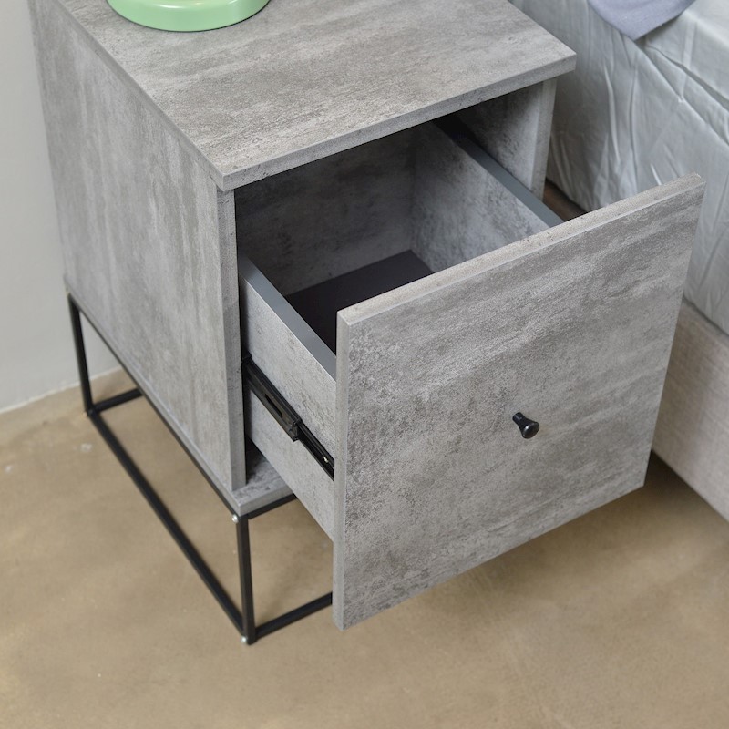 Zola bedside table with drawer (timber or metal frame), iron slate Buy Bedside Tables 206089