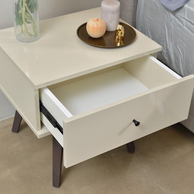 Miranda bedside table, high gloss khaki | Buy Bedside ...