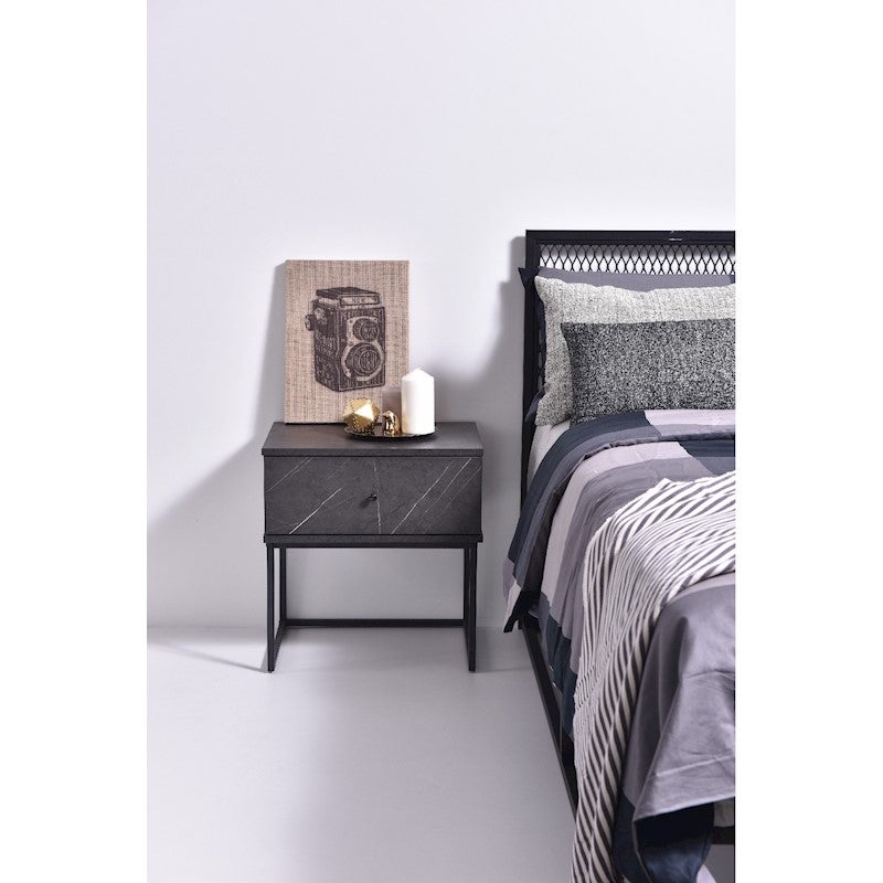 Morena Bedside Table Grey Stone