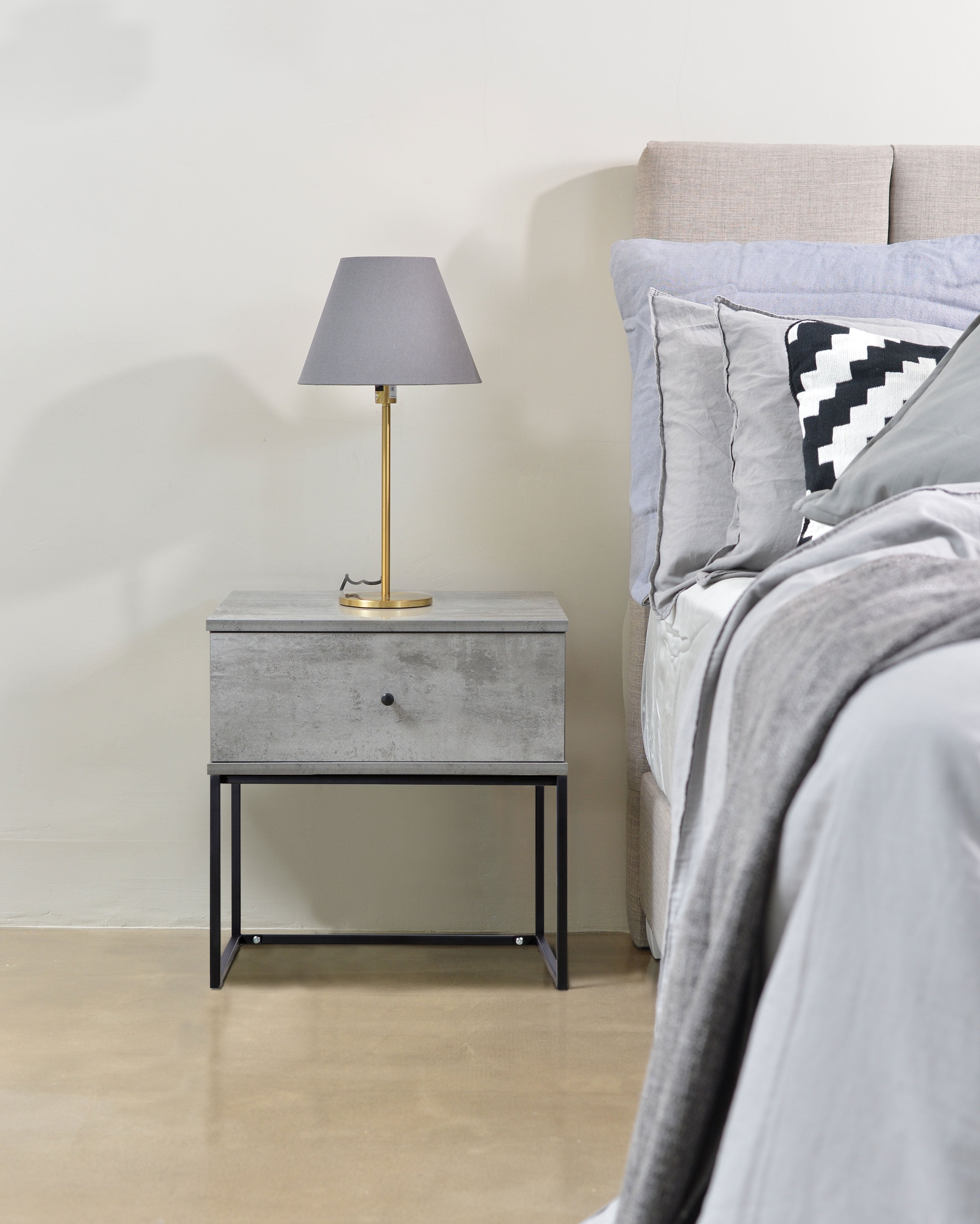 Morena Bedside Table Iron Slate