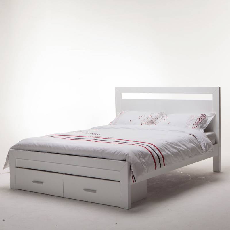 Double Size Venus White Bed Frame w Storage Drawers | Buy Double Bed