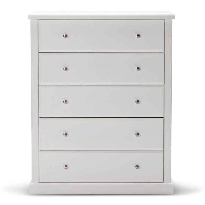 Robyn Wood Chest Of 5 Drawers Dresser Tallboy White Buy Tallboys