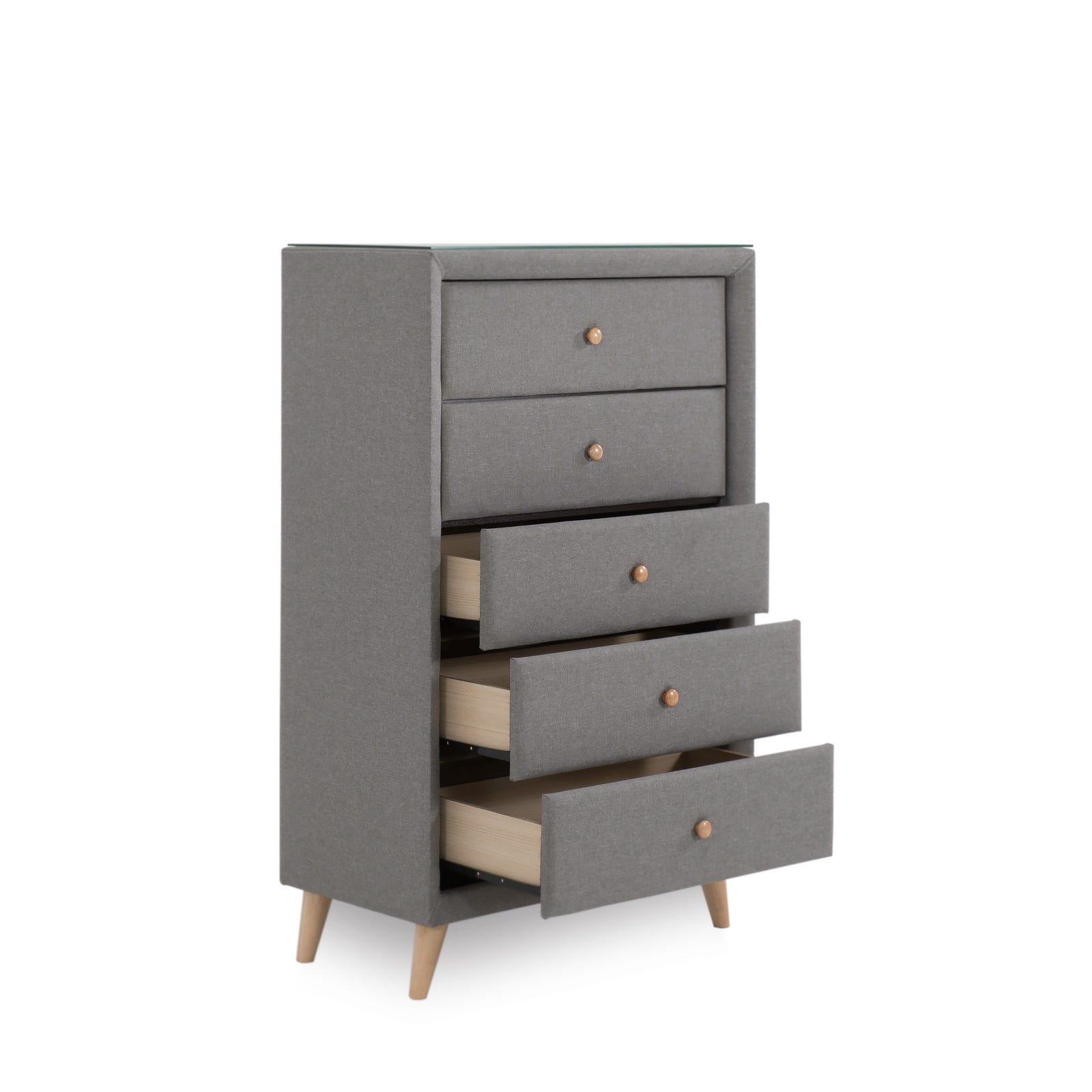 Sorrento Fabric Light Grey Tallboy Chest Of Drawers Buy Tallboys