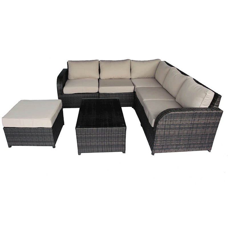 Nevin Modular Wicker Outdoor Sofa Lounge Setting Brown Buy 6