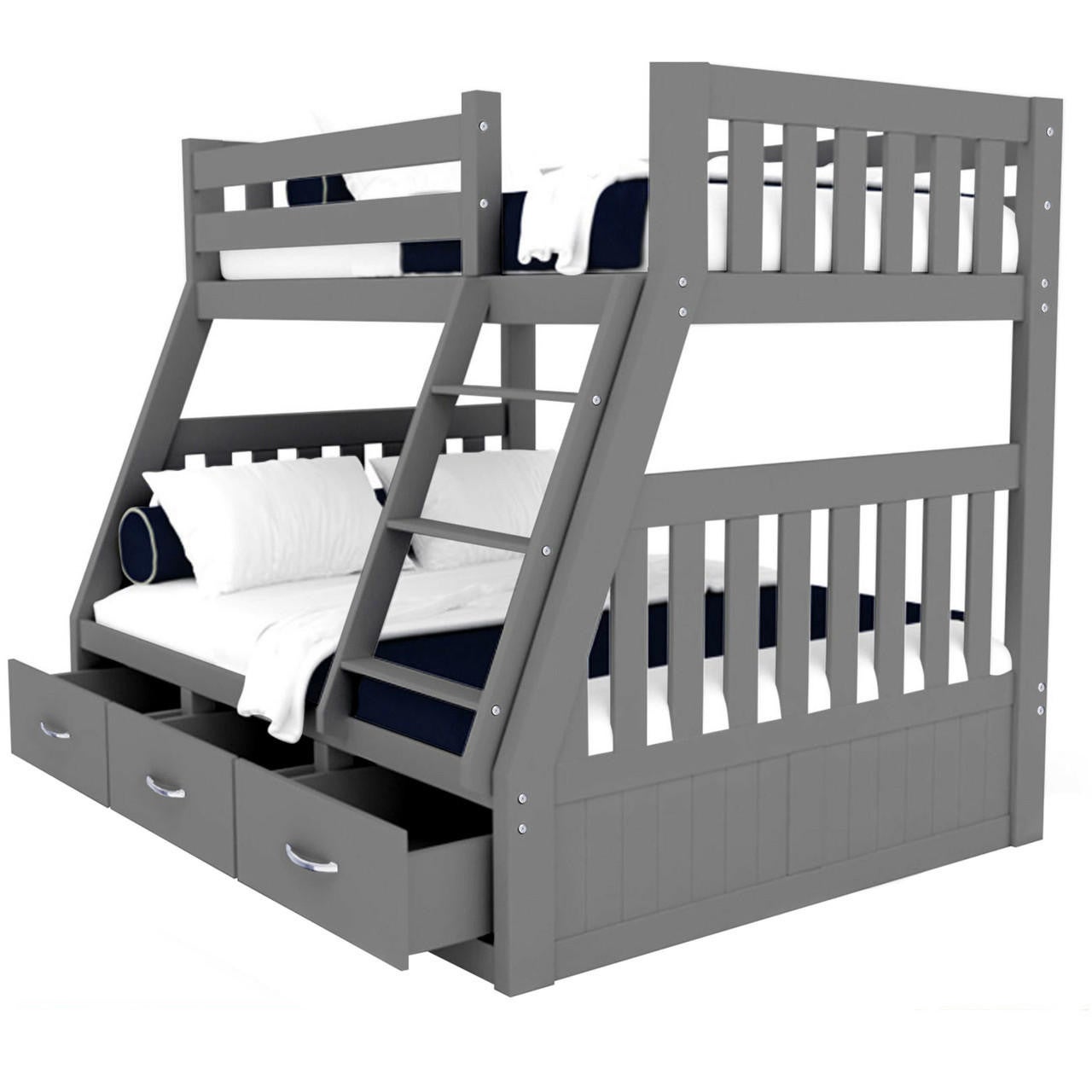 Cornelia Triple Bunk Bed with Storage Drawers Grey Buy Bunk Beds