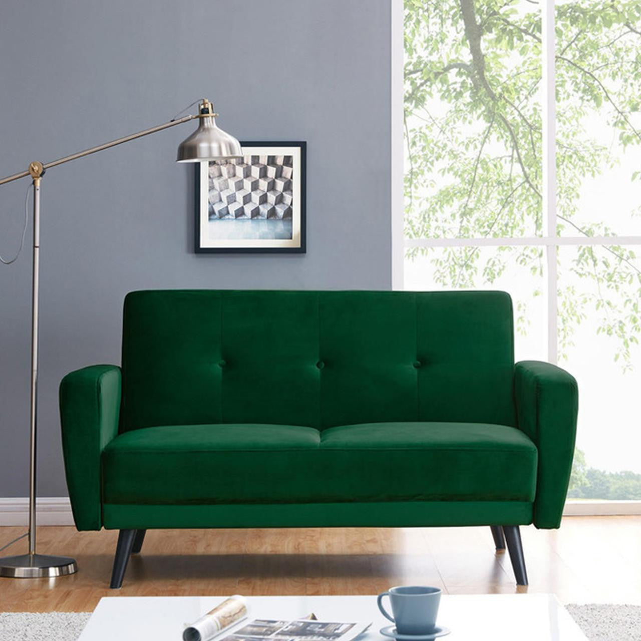 Esben 2 Seater Velvet Sofa Bed Dark Forest Green (Preorder) Buy