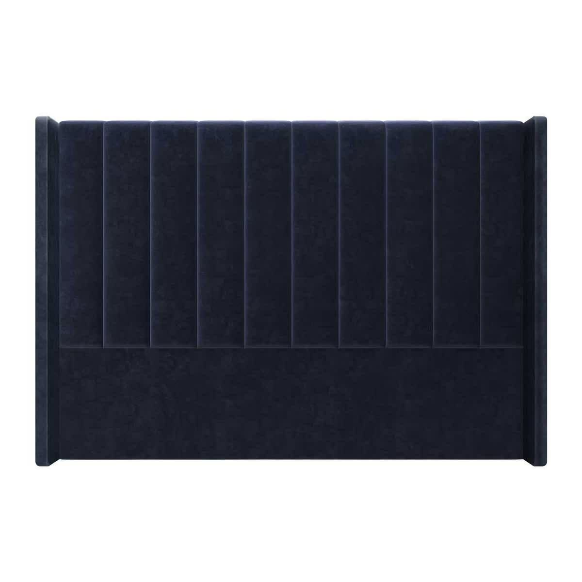 Fulvia Upholstered Velvet King Headboard w/ Wings Navy Buy King