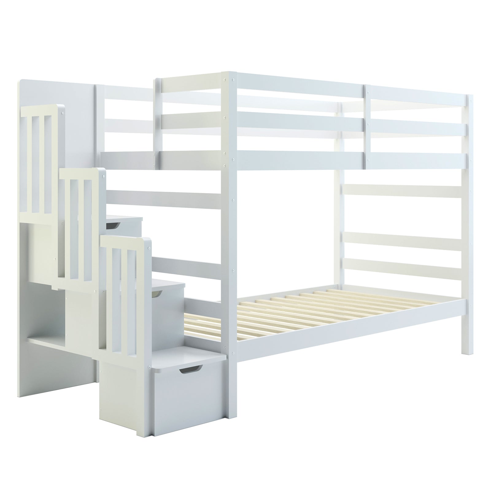 Galla Timber Bunk Bed with Storage Staircase White Buy Kid's Beds