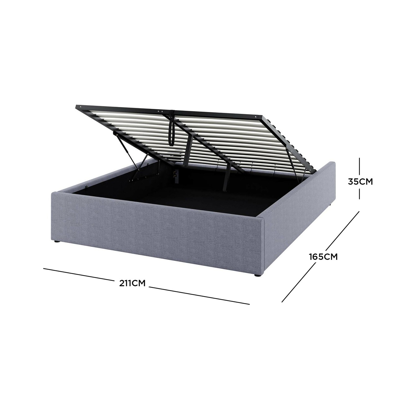 Fabia Fabric Gas Lift Storage Queen Bed Base Grey Buy Queen Bed Frame 591641