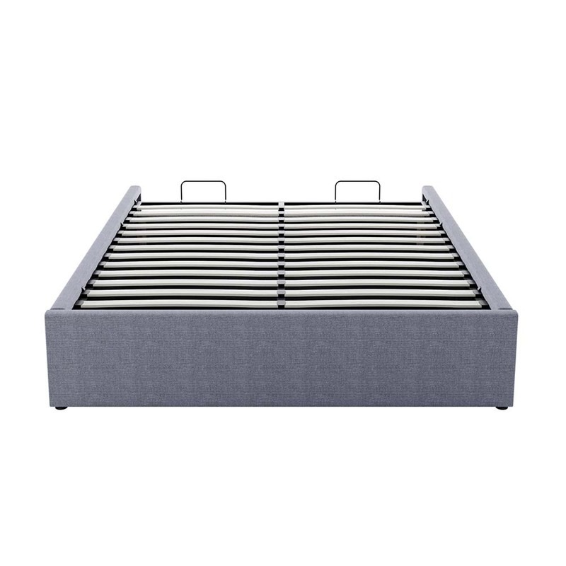 Fabia Fabric Gas Lift Storage Queen Bed Base Grey Buy Queen Bed Frame 591641