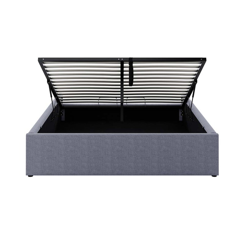 Fabia Fabric Gas Lift Storage Queen Bed Base Grey Buy Queen Bed Frame 591641