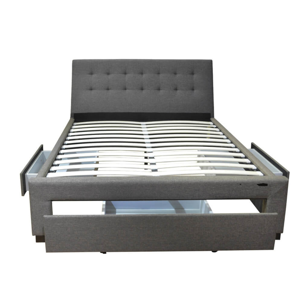 Martina Fabric Double Bed With Storage Drawers Dark Grey Buy