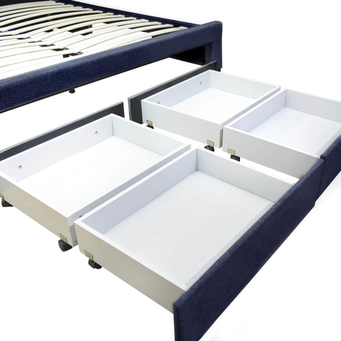 Martina Fabric King Bed With Storage Drawers Blue Buy King