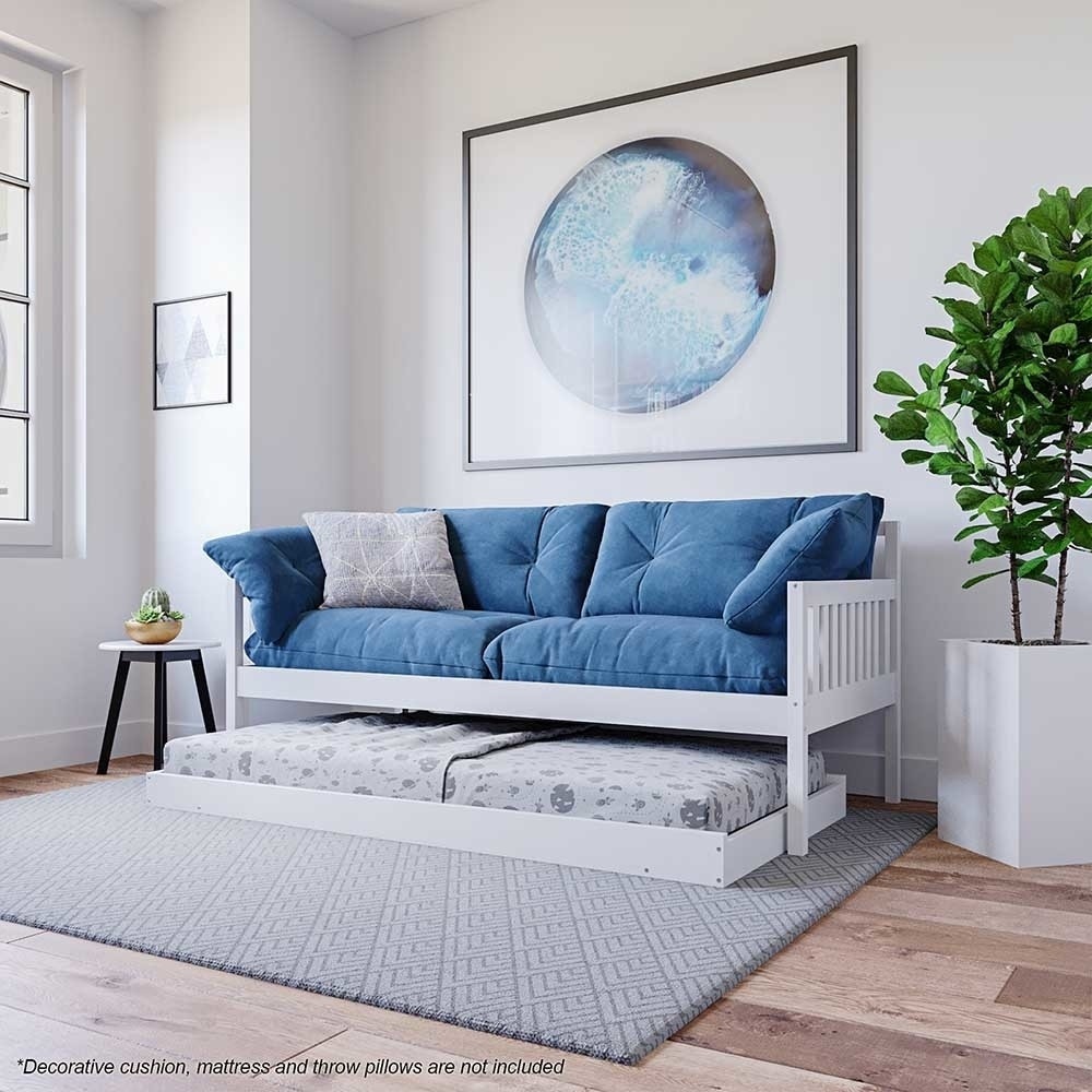 Nosara 2 In 1 Convertible Sofa Daybed And Trundle Bed White Buy Single Bed Frame 191726