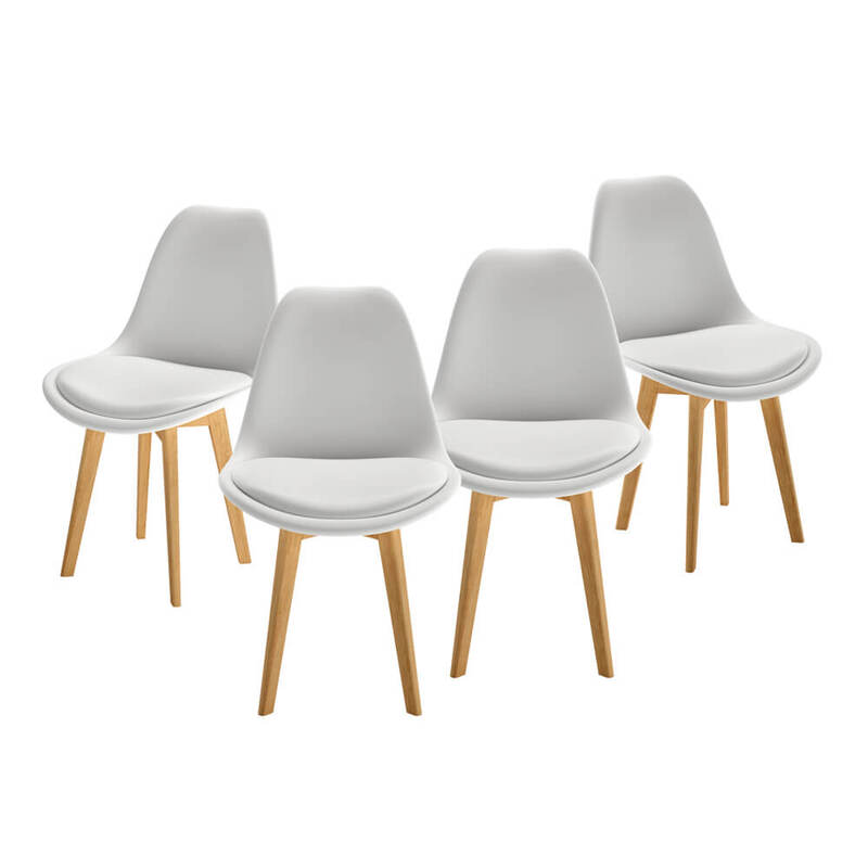 Replica Eames Pu Leather Dining Chair Set Of 4 White
