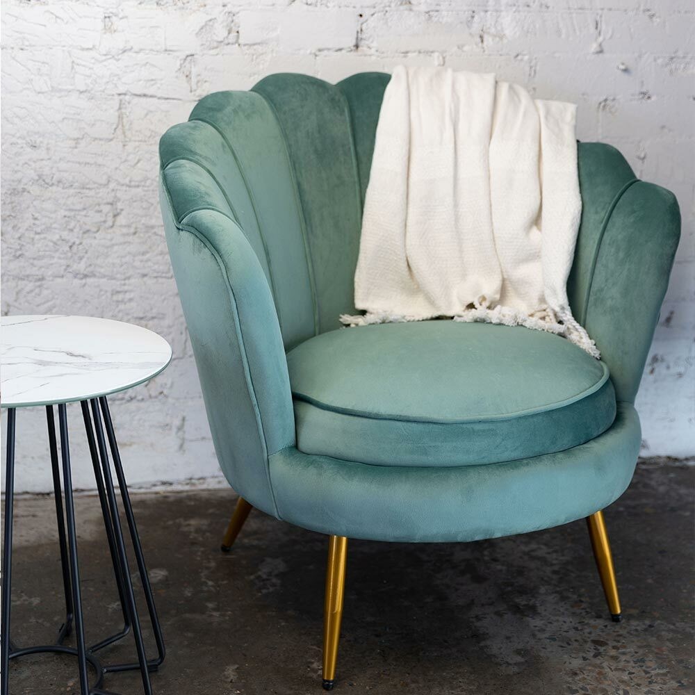 The DIY Decorator Chantal Scallop Velvet Chair Duck Egg Blue Buy