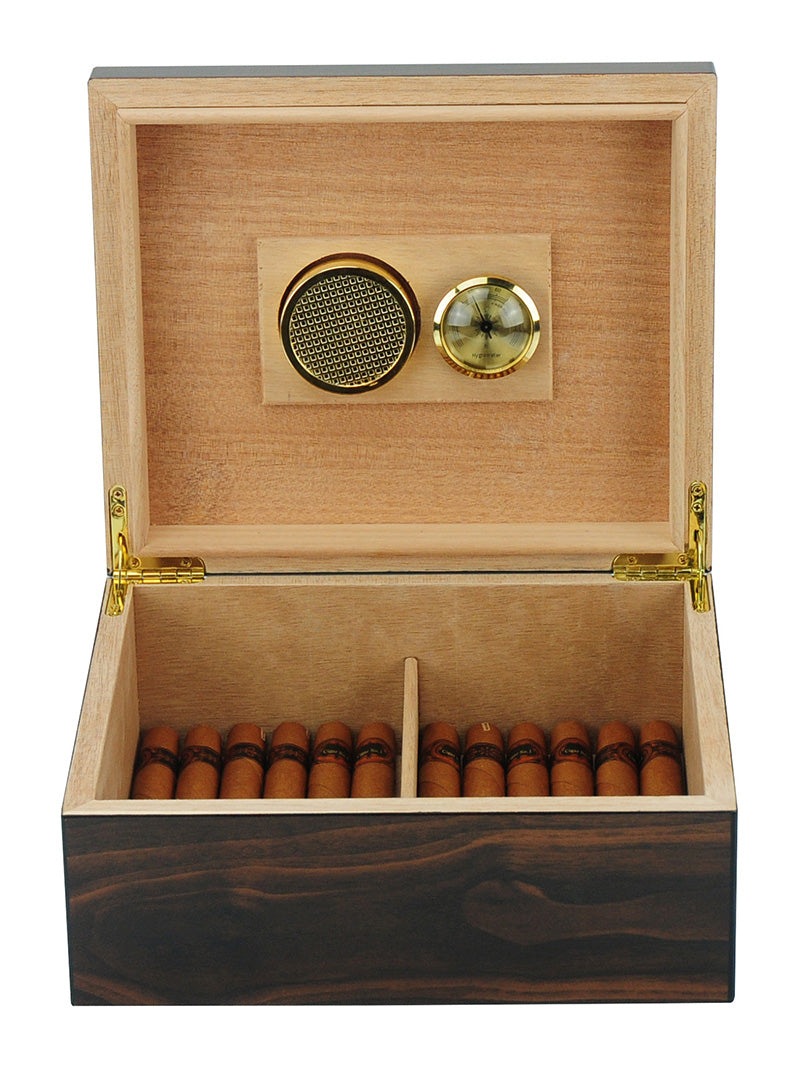 Elegant 25+ CT Count Cigar Humidor Humidifier Wooden Case Box