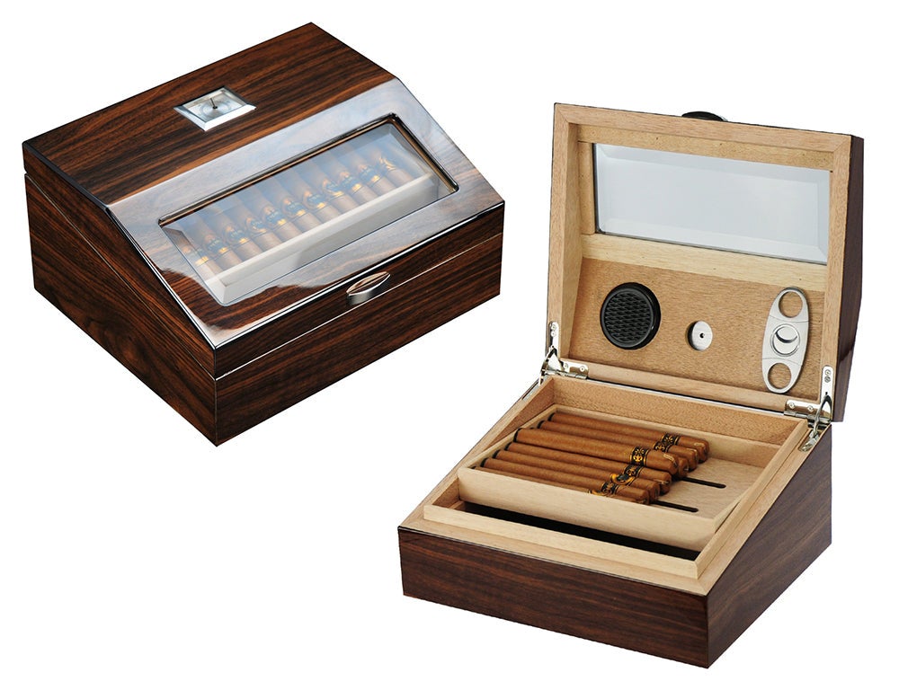 Hand Made 50 Count Cigar Humidor Box Cabinet Mahogany Humidifier