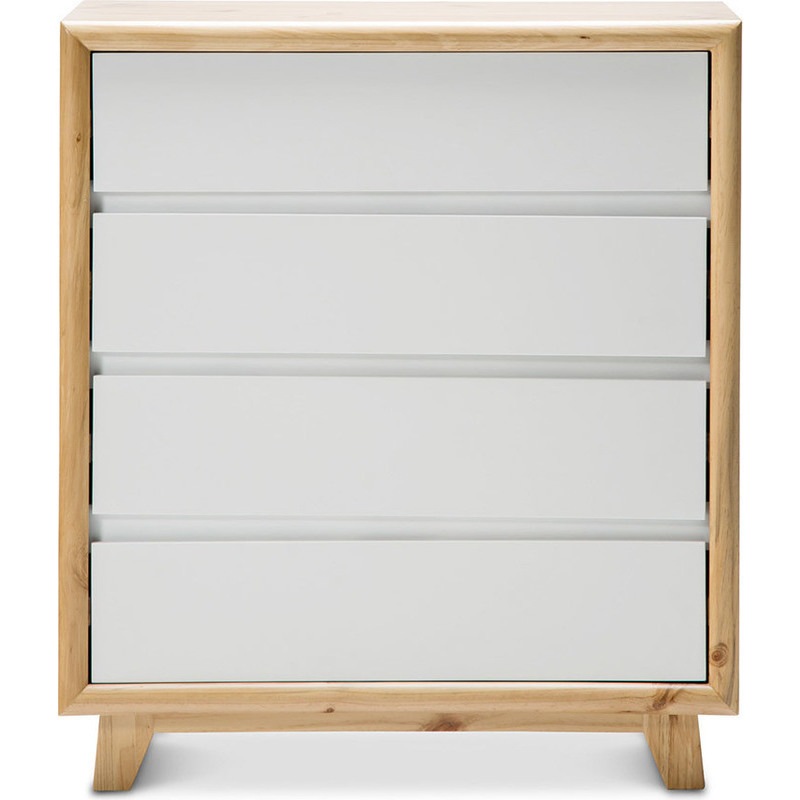 Pine Timber 4 Drawer Cube Tallboy Dresser In White Buy Tallboys