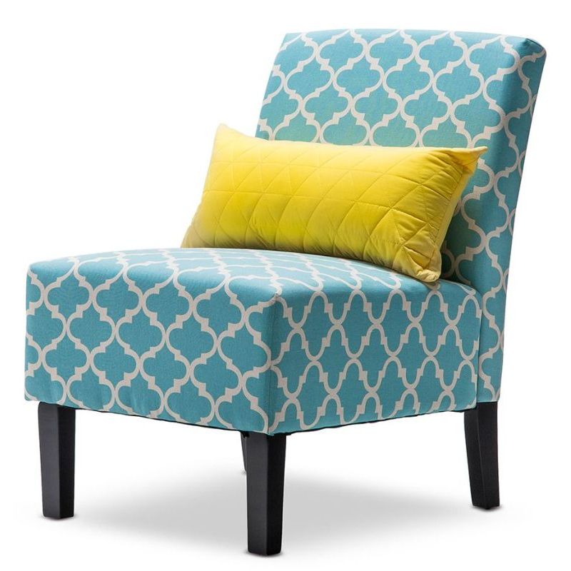 teal patterned chair