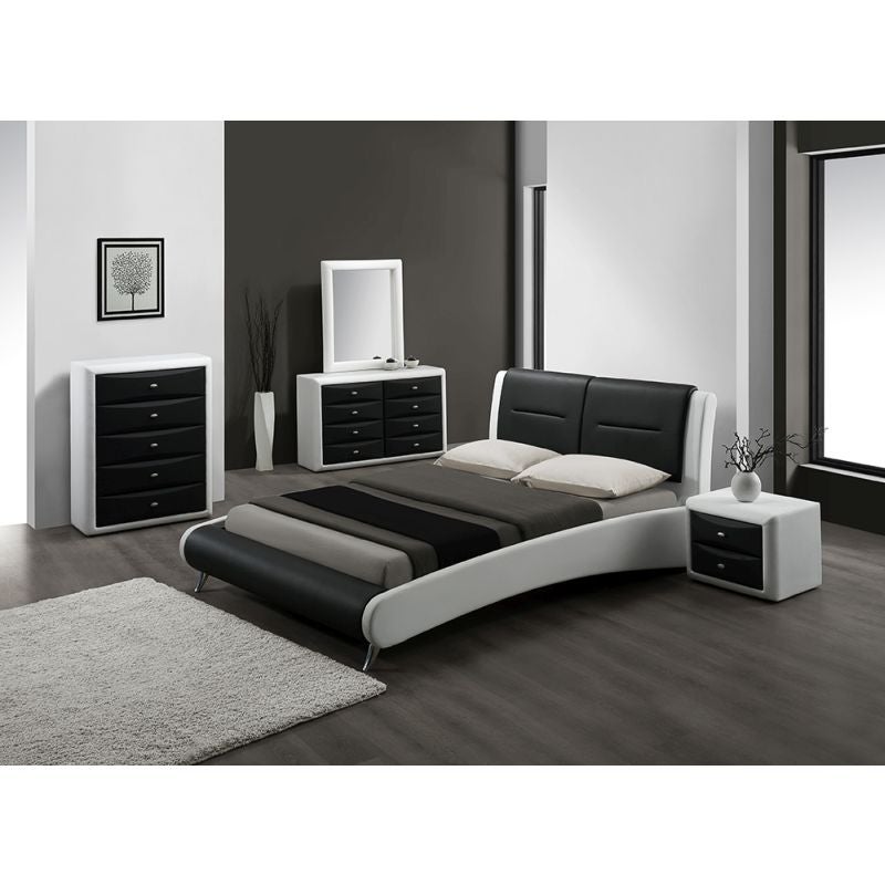 Gitzo Queen Bed With Black White Timber Frame