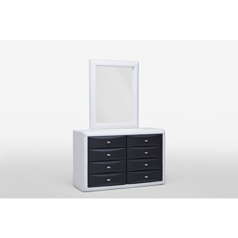 Gitzo 8 Drawer Dressing Table W Mirror Black White Buy Dressing