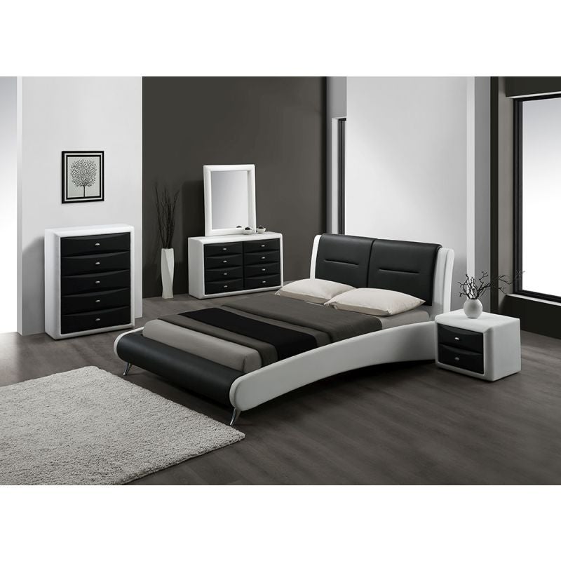Double Size Gitzo Pu Leather Bed Frame Black White