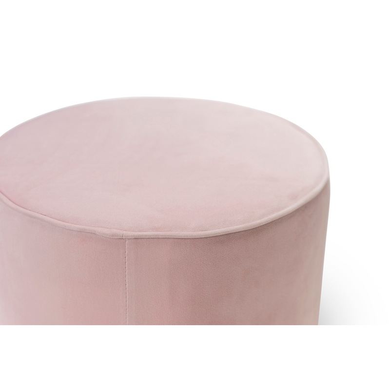 Blush Pink Velvet Round Ottoman Footstool with Polished Gold Buy