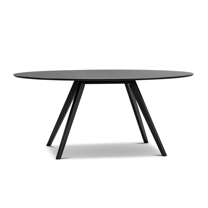 Matte Black 180cm Oval Dining Table in Oak Wood Timber Modern