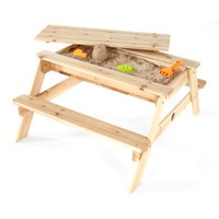 Plum Kids Wooden Sandpit Picnic Table w/ 2 Benches