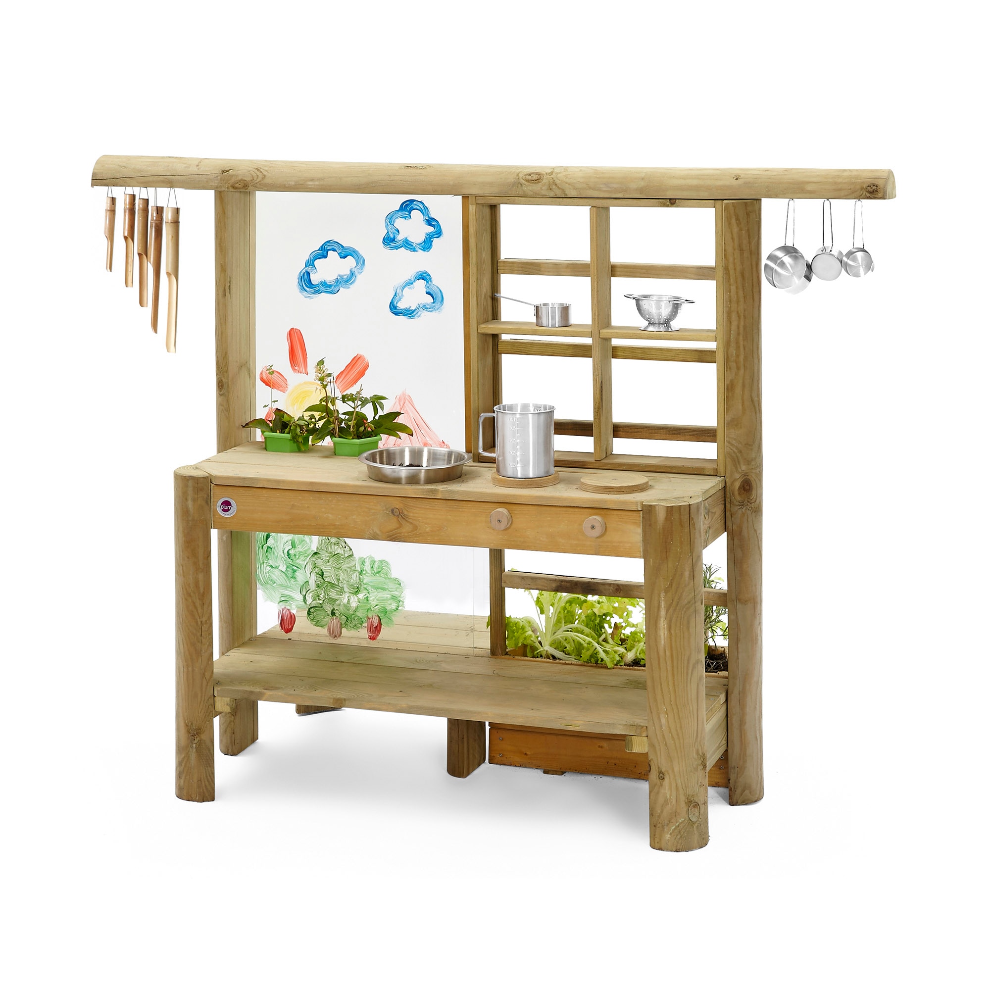 Plum Kids Wooden Play Kitchen With Screen Planter Buy Play