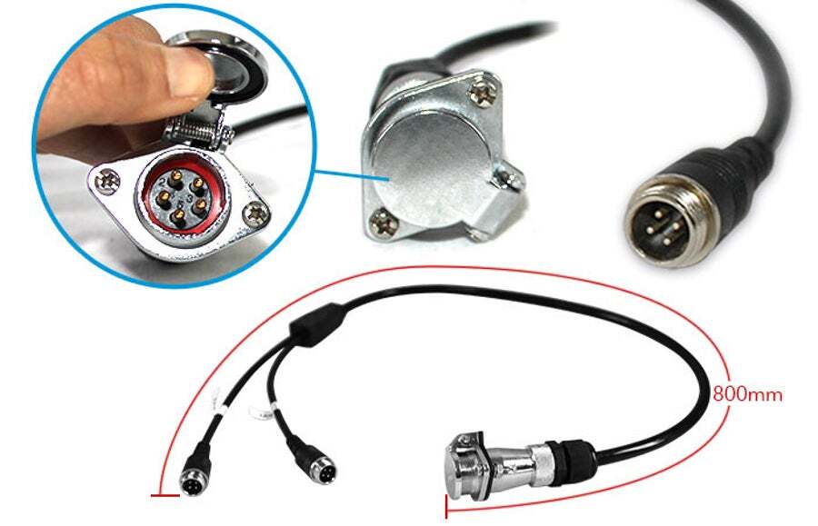 Elinz Reverse Camera Trailer Cable Coil 5PIN to 4PIN Male Connector 2