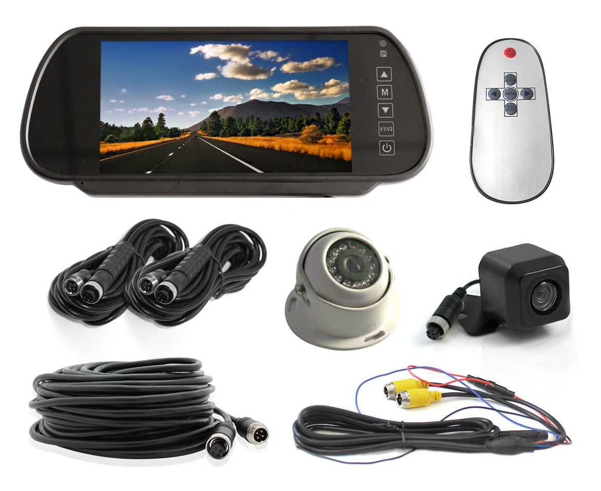 Elinz 7 Clip On Rearview Mirror Monitor Caravan 2 Reversing Camera 4pin System Kit Ccd
