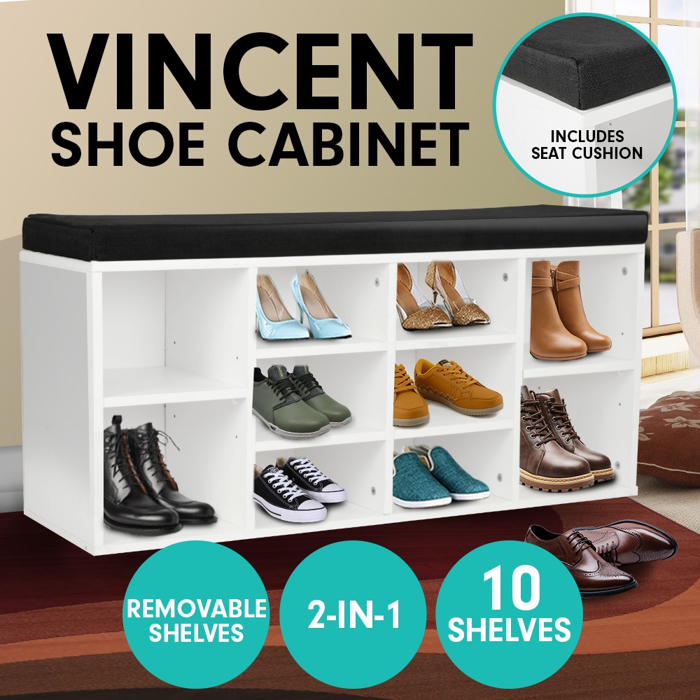 10 Pairs Shoe Cabinet Rack Storage Organiser Shelf Stool Bench Wood White Buy Shoe Racks Cabinets 0787099882709