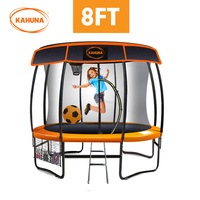 8ft Trampoline Free Safety Net Spring Pad Cover Mat Roof Basketball Set - Orange