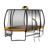 Kahuna Trampoline 8 ft x 14 ft Oval with Basketball Set - Orange