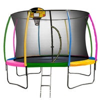 8ft Kahuna Trampoline Safety Net Spring Pad Cover Mat Ladder Free Basketball Set