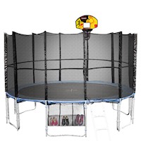12ft Round Spring Trampoline Free Safety Outer Net+pad+mat+ladder+basketball Set
