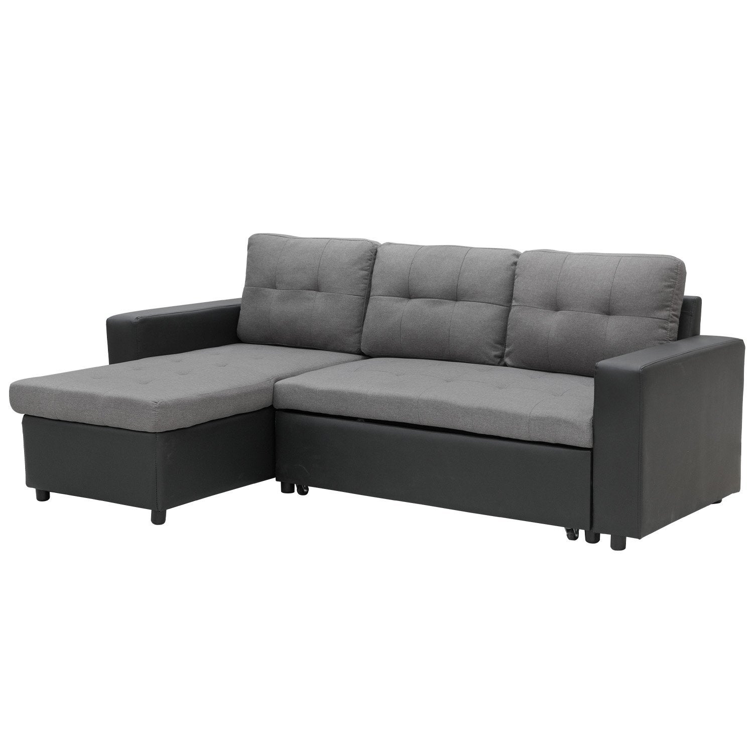 3-Seater Corner Sofa Bed with Storage Lounge Chaise Linen ...