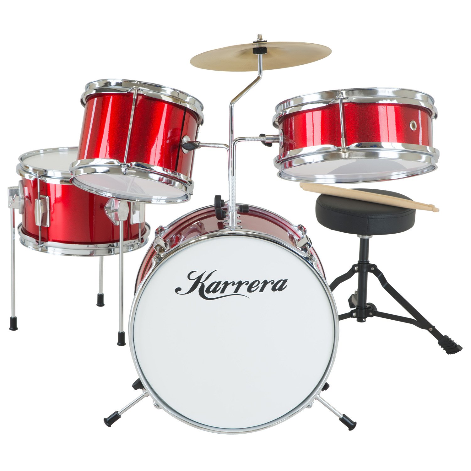 New Childrens 4 Piece Red Diamond Drum Kit Set Musical Instrument ,kids ...