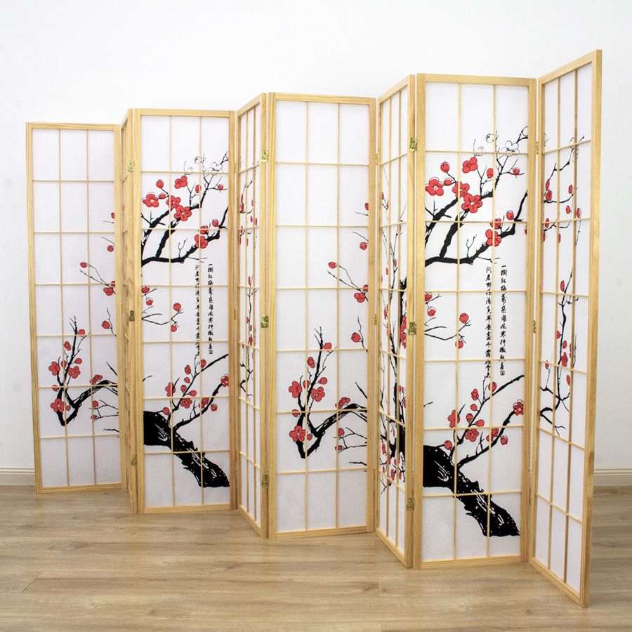 Cherry Blossom Room Divider Screen Natural 8 Panel Buy Room Dividers