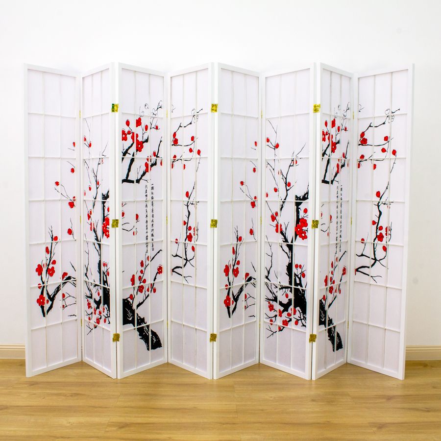 Cherry Blossom Room Divider Screen White 8 Panel Buy Room Dividers