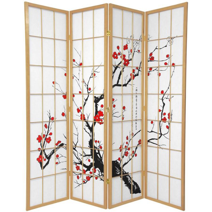 Cherry Blossom Room Divider Screen Natural 4 Panel Buy Room Dividers