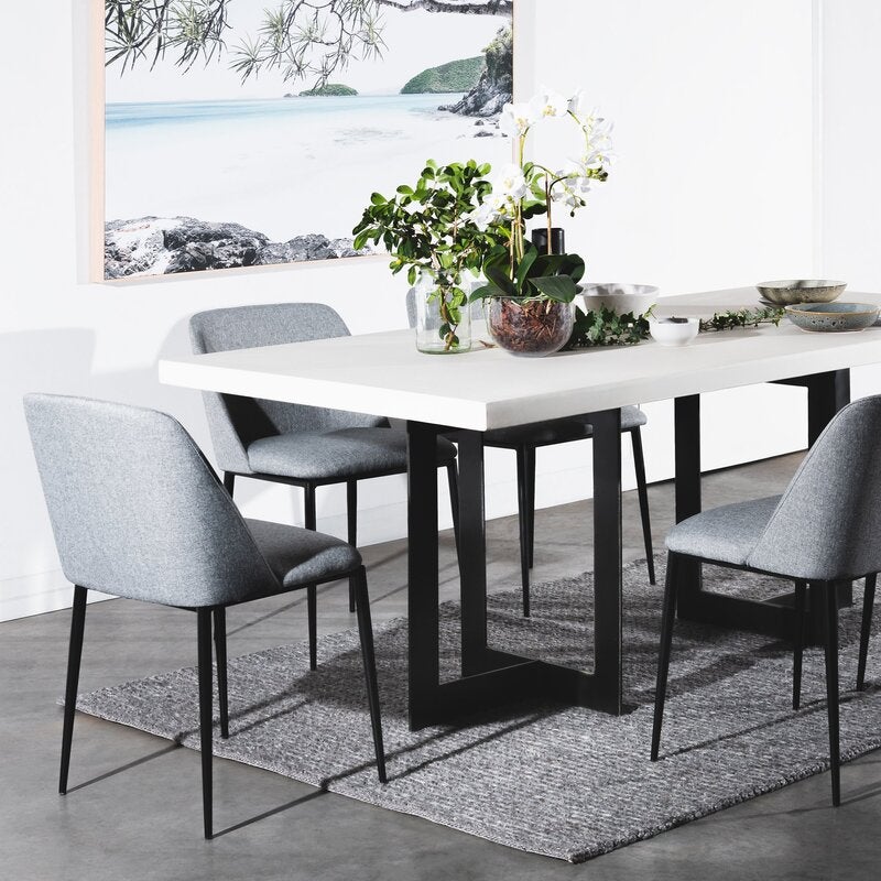 Carlos 2m Rectangle Dining Table - White - Black | Buy Dining Tables