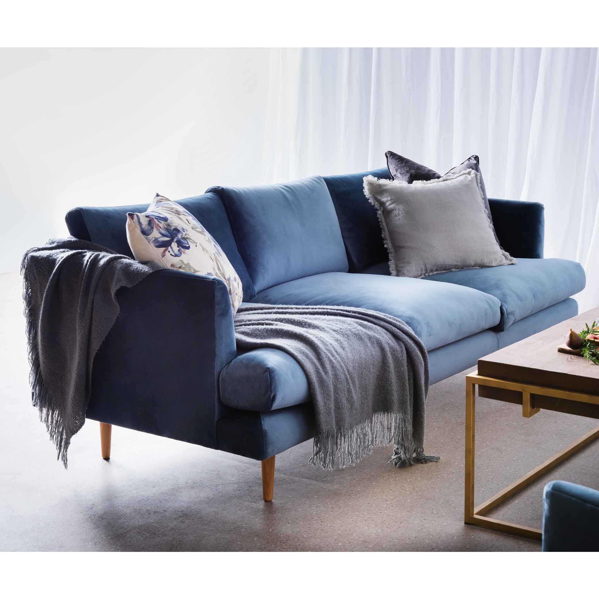 Denmark 3 Seater Fabric Sofa Dust Blue Buy Sofas 779166