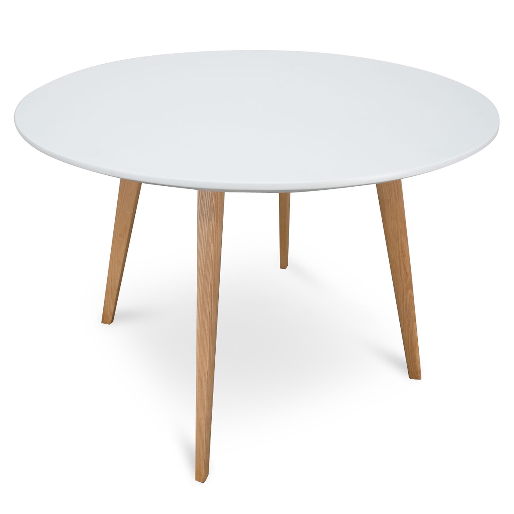 Halo 100cm Round Wooden Dining Table - White - Natural Legs | Buy